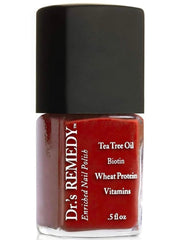 Dr.’s Remedy Rescue Red bottle front showing a doctor-formulated, non-toxic polish.