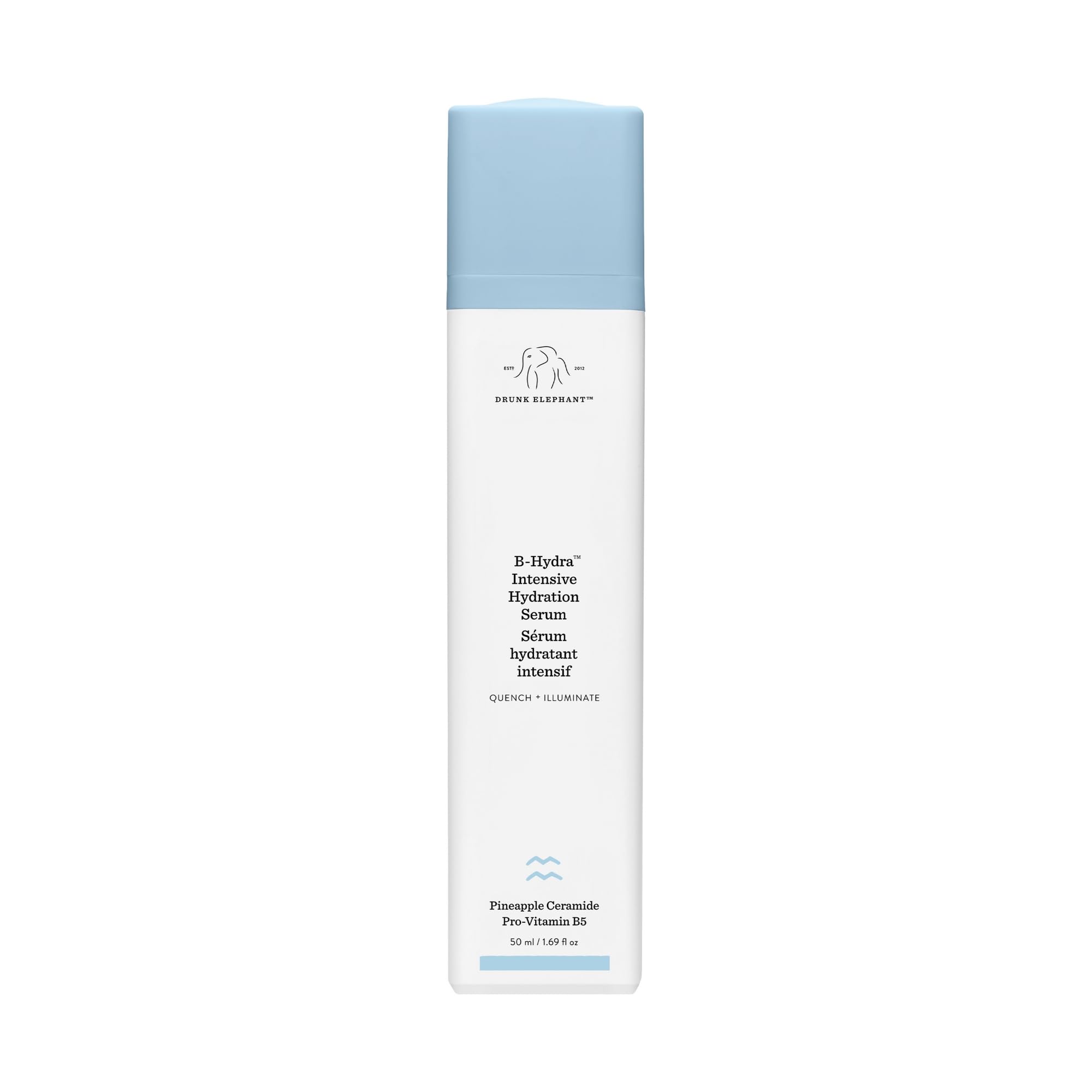 Drunk Elephant B-Hydra pump bottle provides instant hydration.