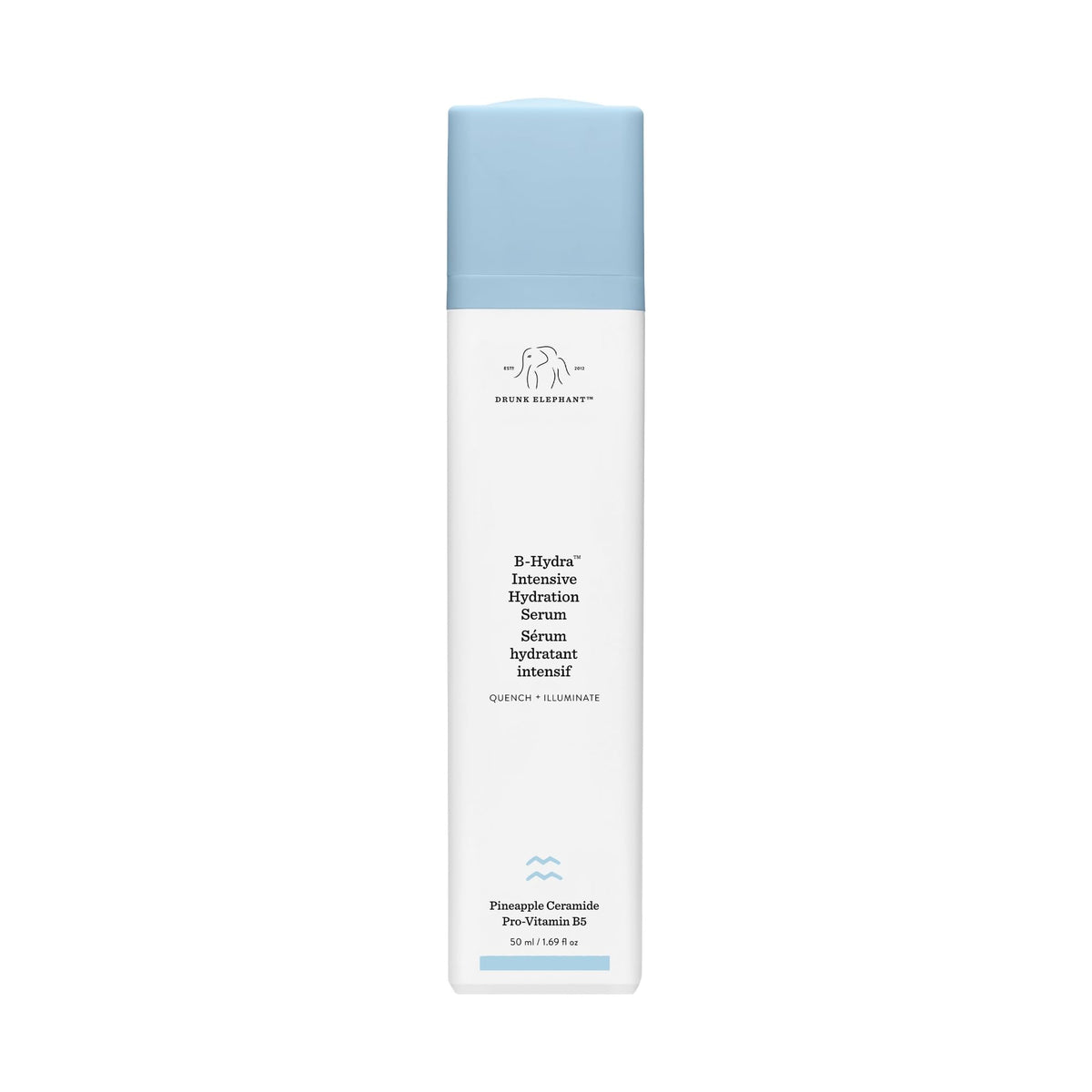 Drunk Elephant B-Hydra pump bottle provides instant hydration.