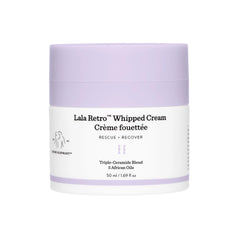 Drunk Elephant Lala Retro Whipped Cream jar delivers airy texture for daily moisture.
