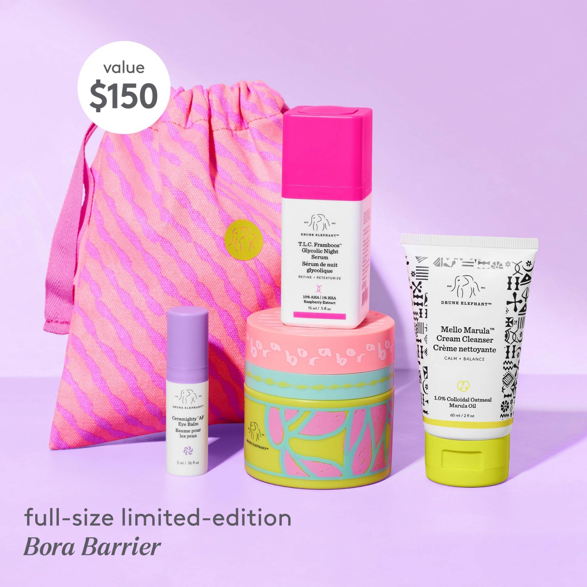 Drunk Elephant Mello Marula Cleanser showing creamy texture and makeup removal.