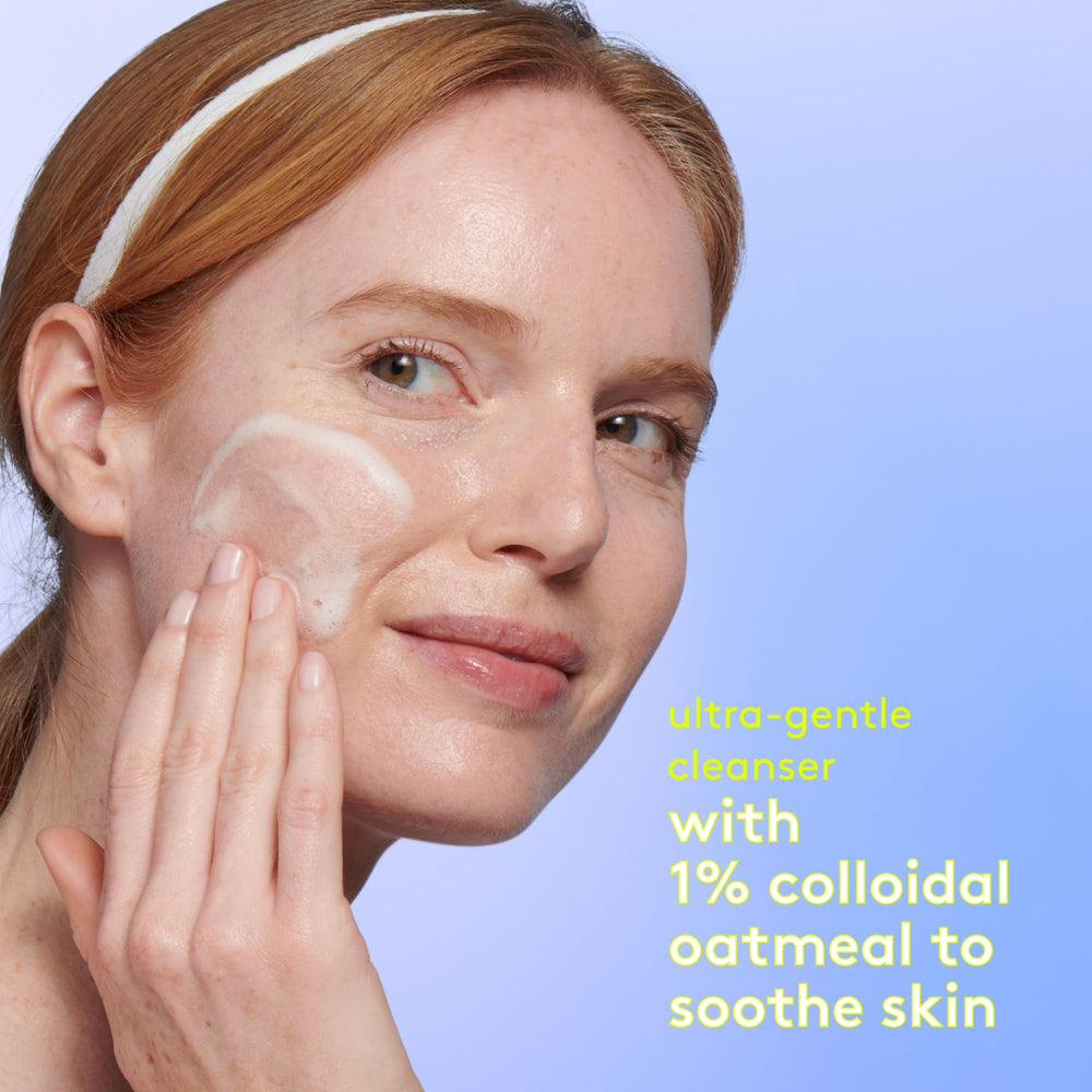 Apply Drunk Elephant Mello Marula Cream Cleanser on the face for gentle cleansing.