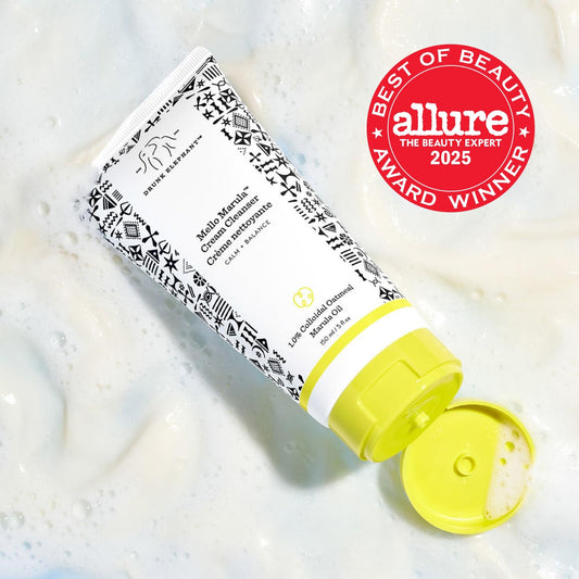 Creamy texture of Drunk Elephant Mello Marula Cream Cleanser provides soothing cleansing.