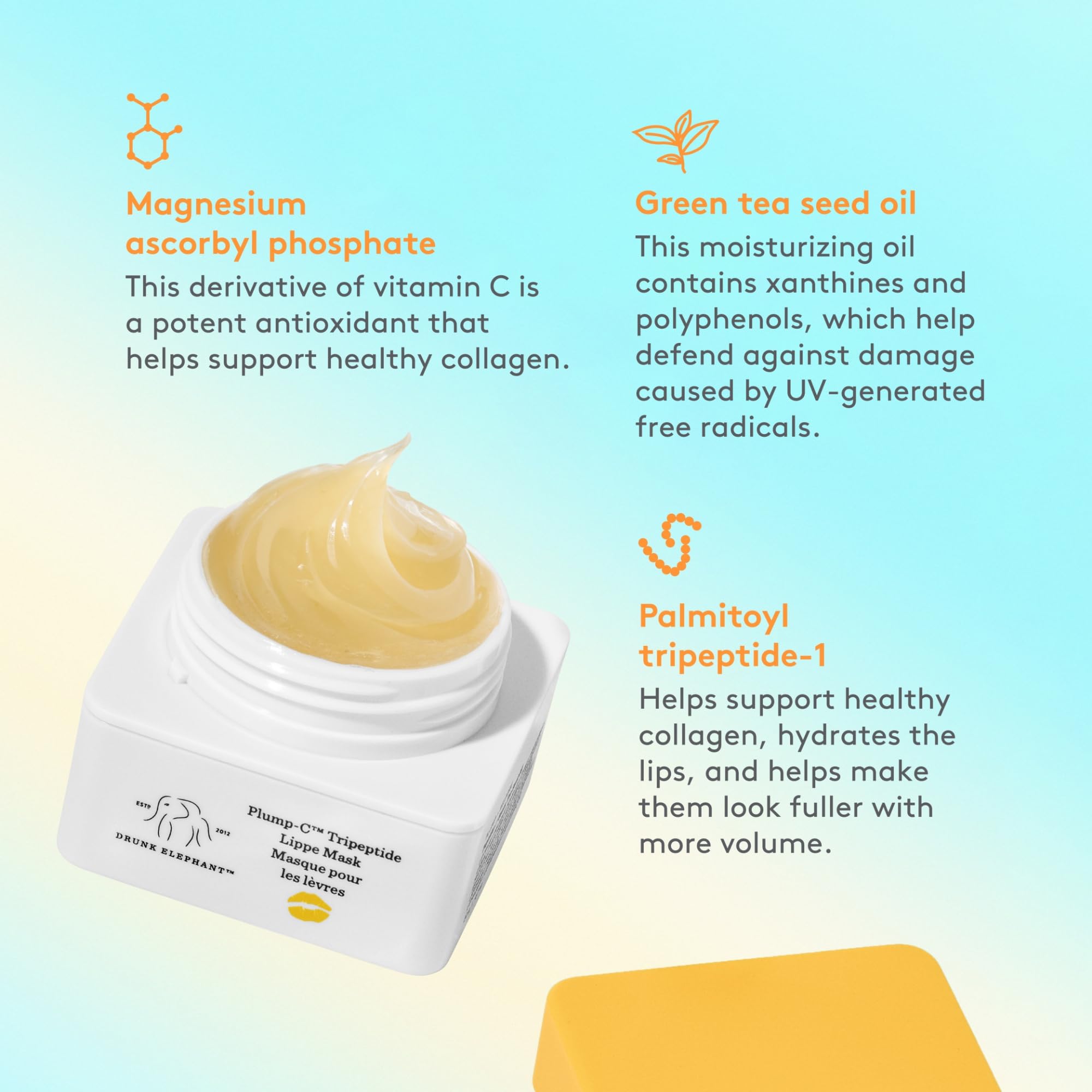 Drunk Elephant Lippe Mask ingredients panel close-up