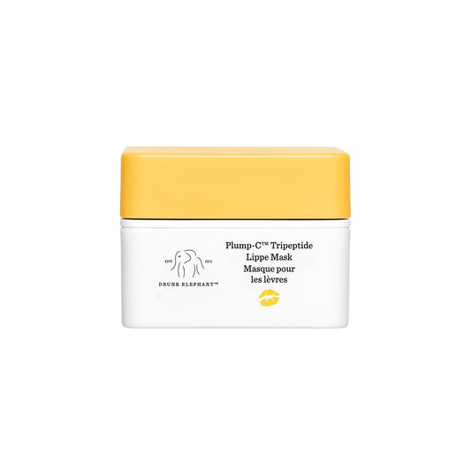 Drunk Elephant Plump-C Lippe Mask jar with deep hydration on lips