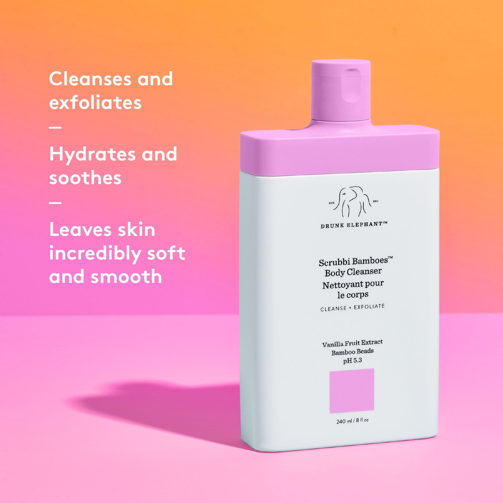 Drunk Elephant Scrubbi Bamboes Body Cleanser oil-rich blend nourishes skin