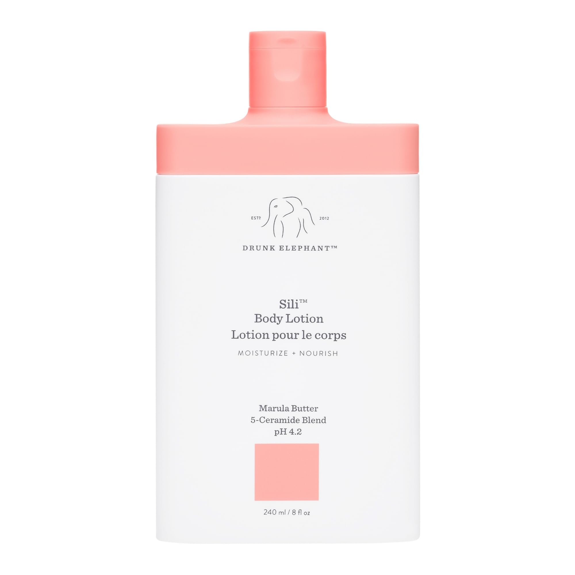 Drunk Elephant Sili Body Lotion bottle offering lightweight daily hydration.