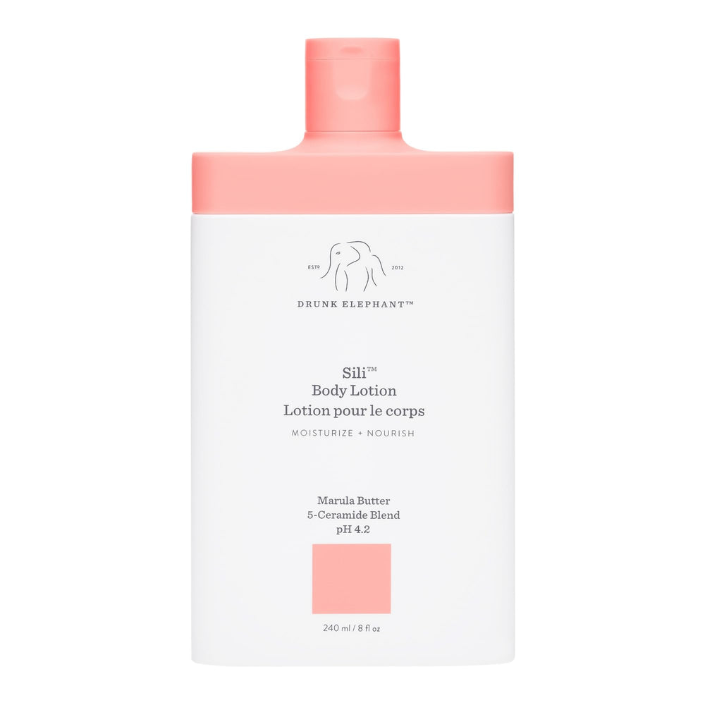 Drunk Elephant Sili Body Lotion bottle offering lightweight daily hydration.