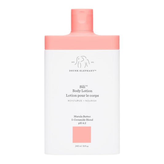 Drunk Elephant Sili Body Lotion bottle offering lightweight daily hydration.