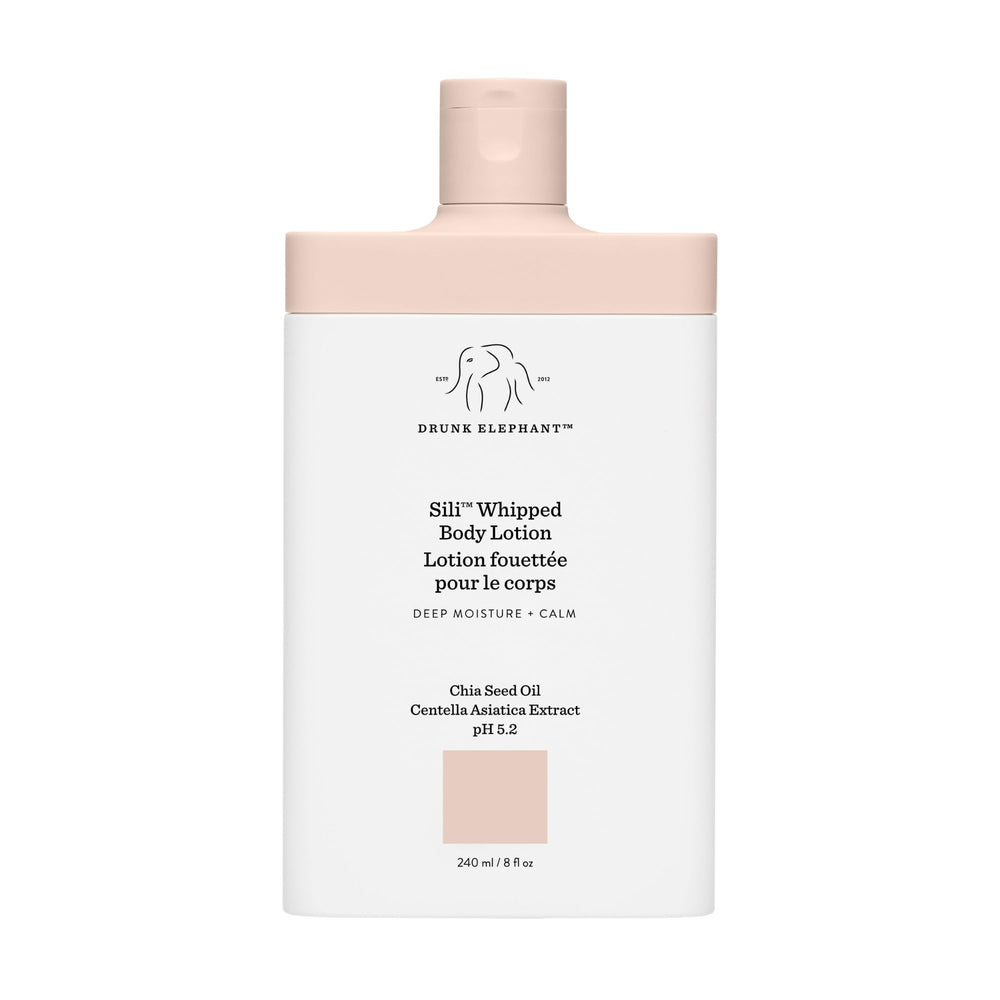 Drunk Elephant Sili Whipped Body Lotion bottle delivering deep hydration.