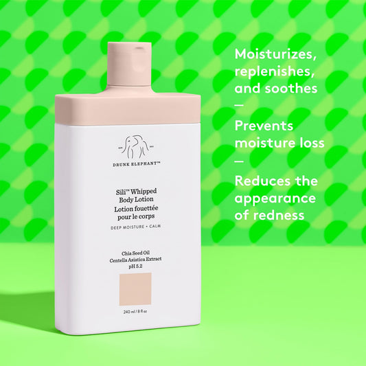 Drunk Elephant Sili Whipped texture close-up showing lightweight, soothing moisture.