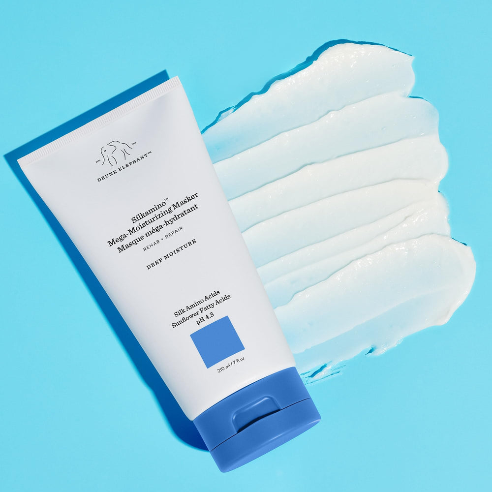 Drunk Elephant Silkamino Masker hair application demonstrating deep conditioning.