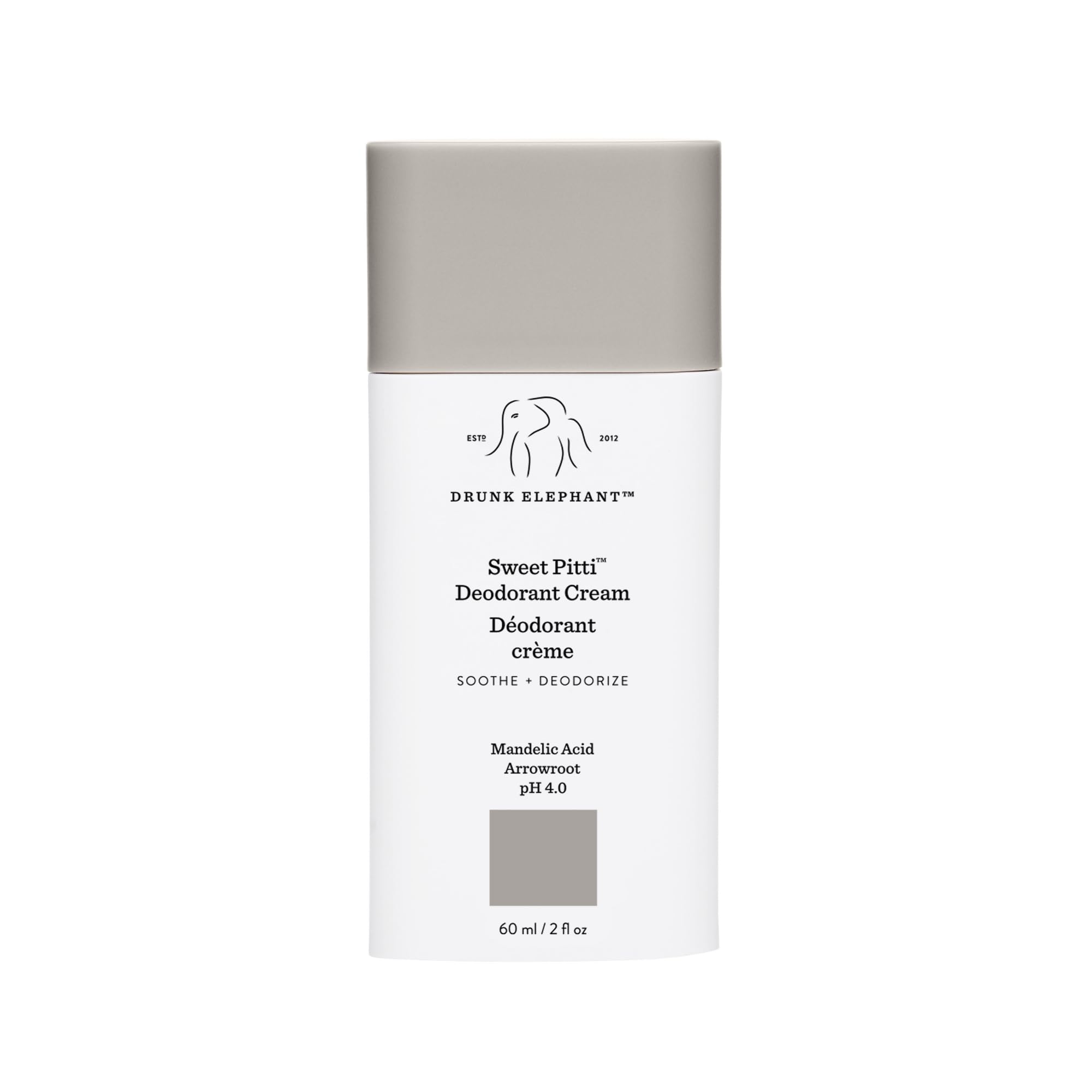 Drunk Elephant Sweet Pitti deodorant cream jar closeup for sensitive underarms