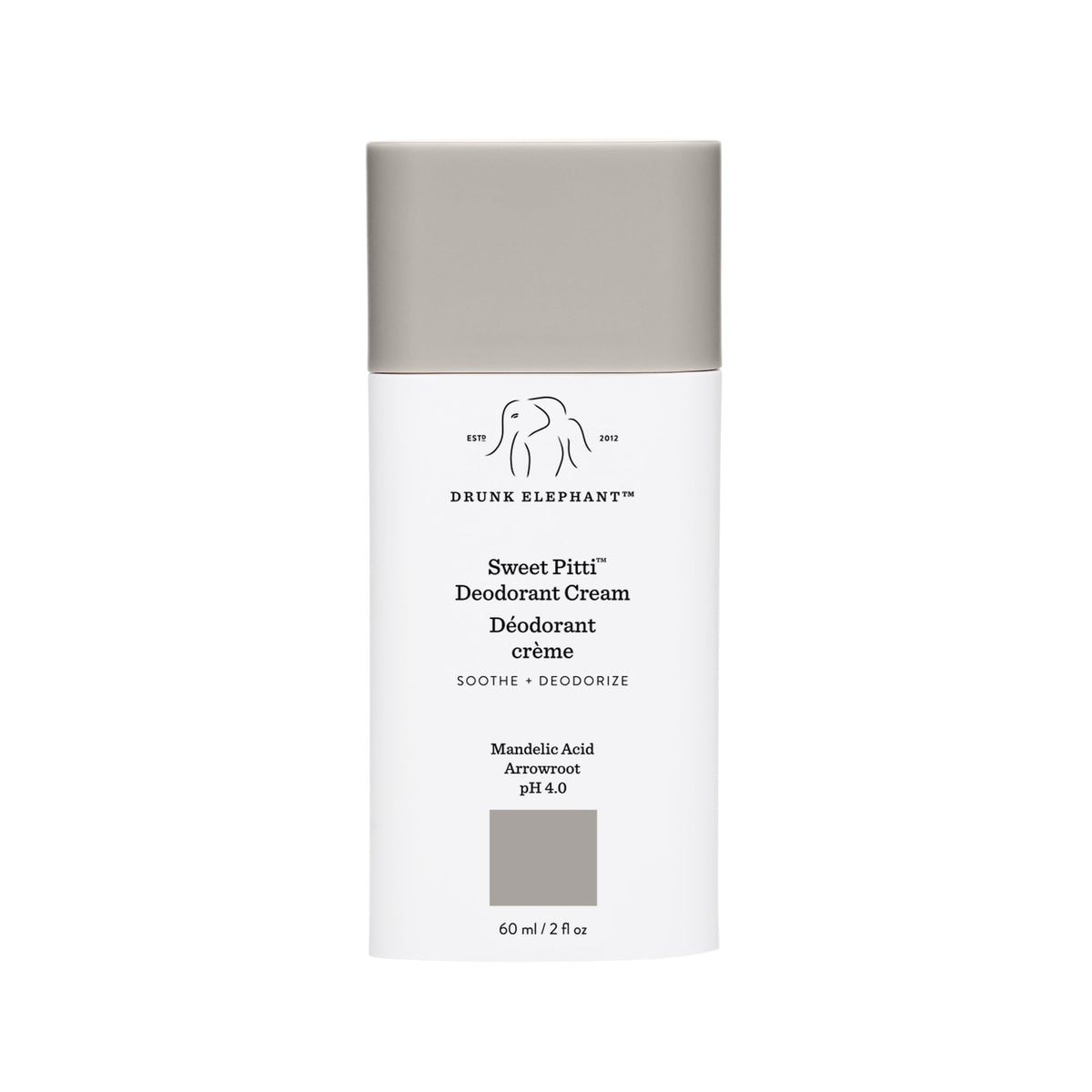 Drunk Elephant Sweet Pitti deodorant cream jar closeup for sensitive underarms
