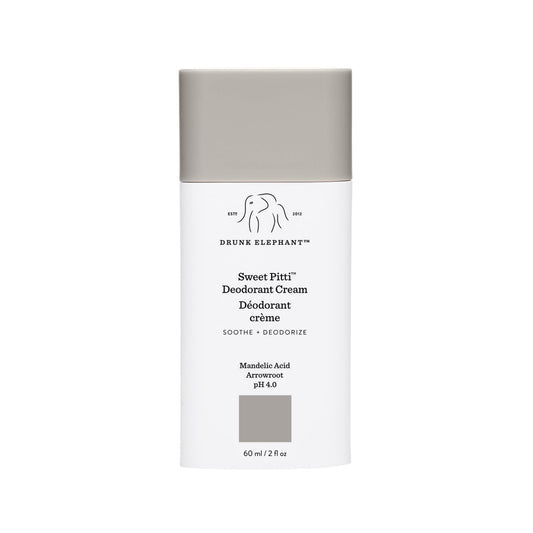 Drunk Elephant Sweet Pitti deodorant cream jar closeup for sensitive underarms