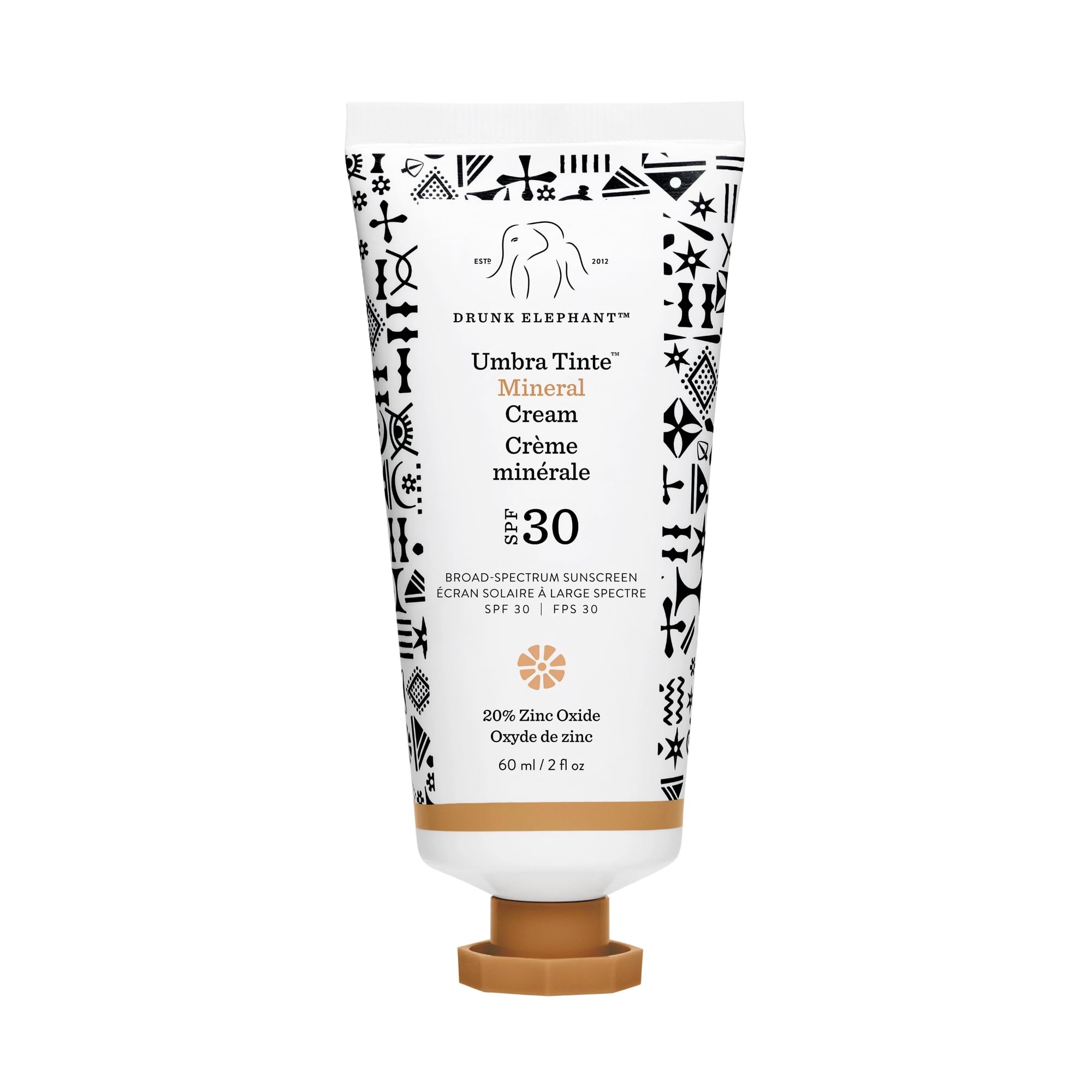Drunk Elephant Umbra Tinte mineral sunscreen bottle with SPF 30.