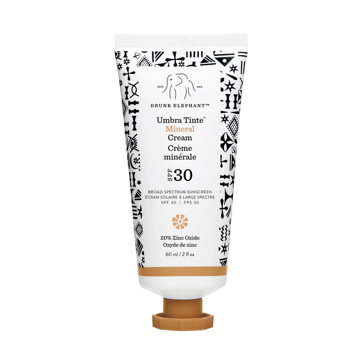 Drunk Elephant Umbra Tinte mineral sunscreen bottle with SPF 30.