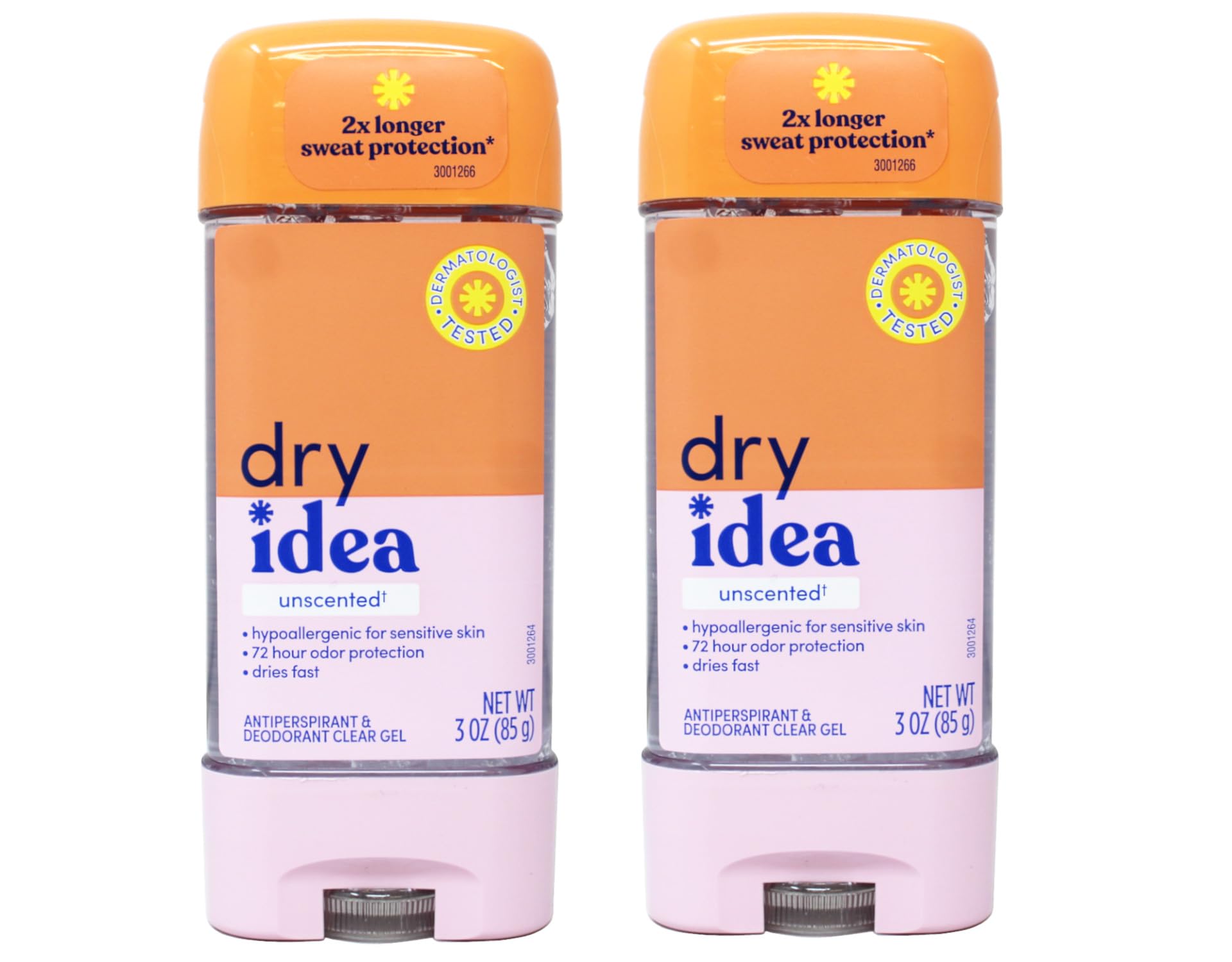 Dry Idea Advanced Dry Unscented bottle front offers fragrance-free sweat protection.