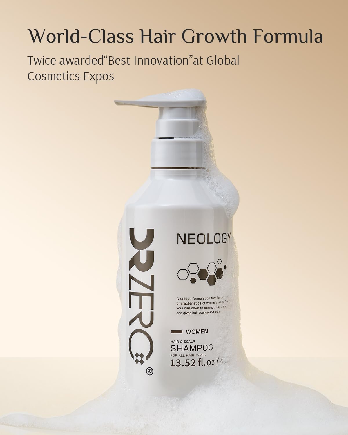 DR ZERO Neology bottle back shows science-backed formula for hair strength