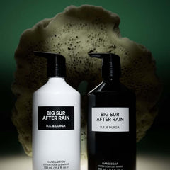 DS & Durga Big Sur After Rain hand soap label, minimalist design elevates kitchen or bath.