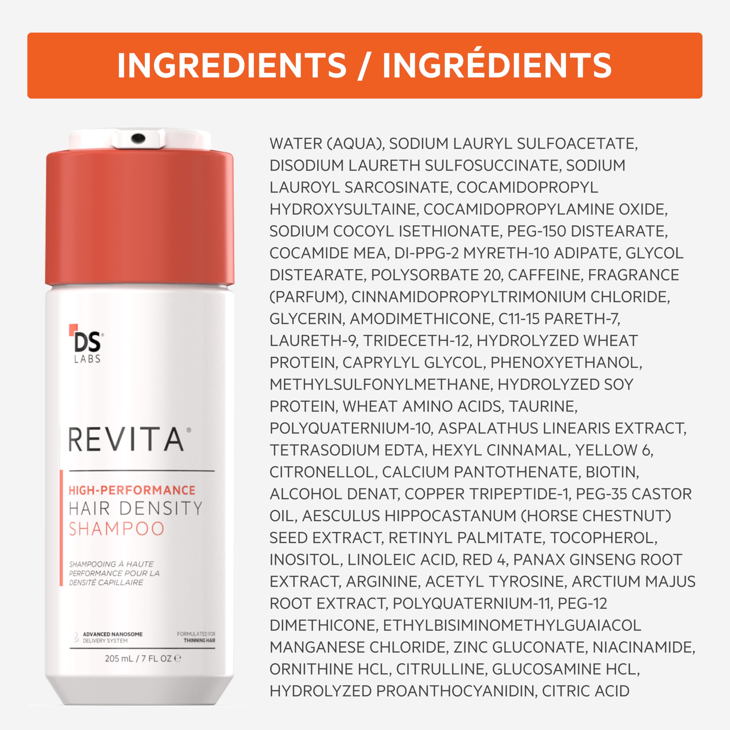 DS Labs Revita bottle shining image conveys premium, dermatologist-recommended hair care option.