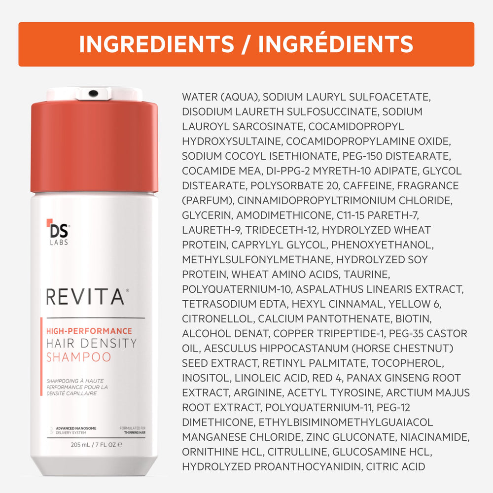 DS Labs Revita bottle shining image conveys premium, dermatologist-recommended hair care option.