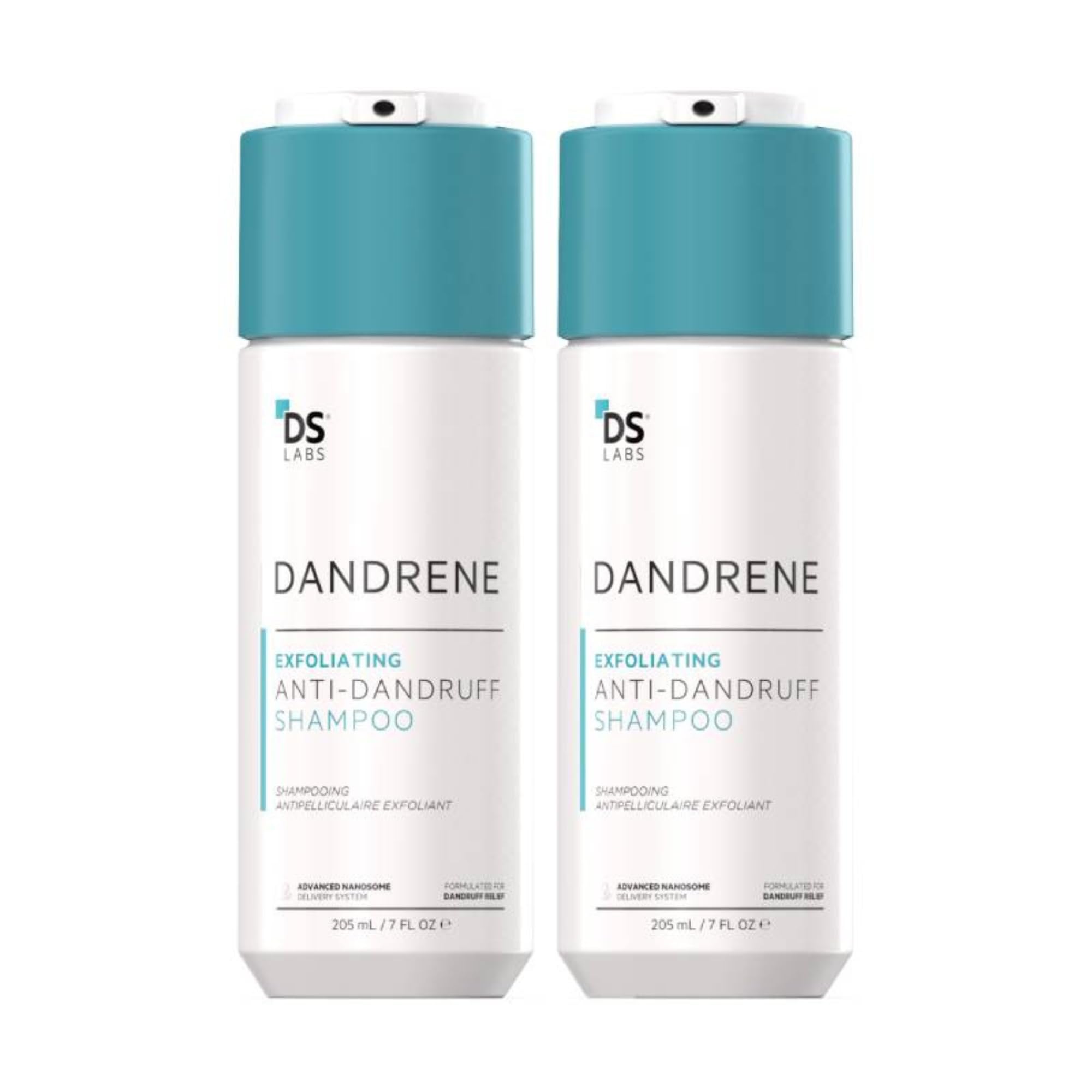 DS Labs Dandrene shampoo bottle front view shows color-safe, sulfate-free formula for a healthy scalp