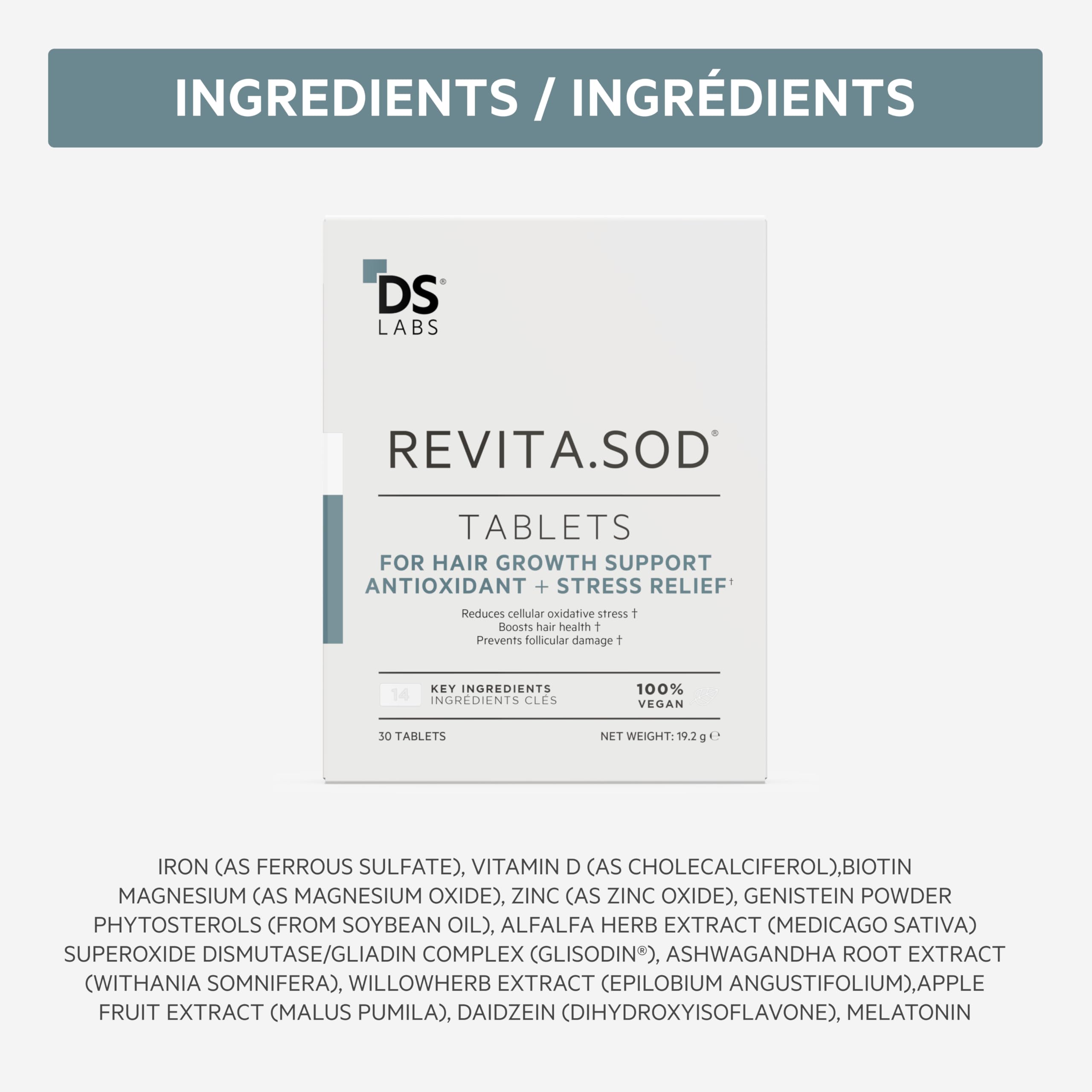 Brand-focused image emphasizing Revita.SOD hair vitality benefits.