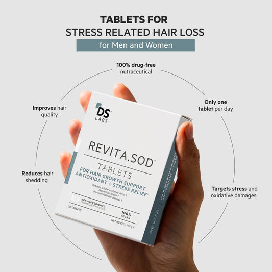 DS Labs Revita.SOD packaging box highlights premium hair vitality.