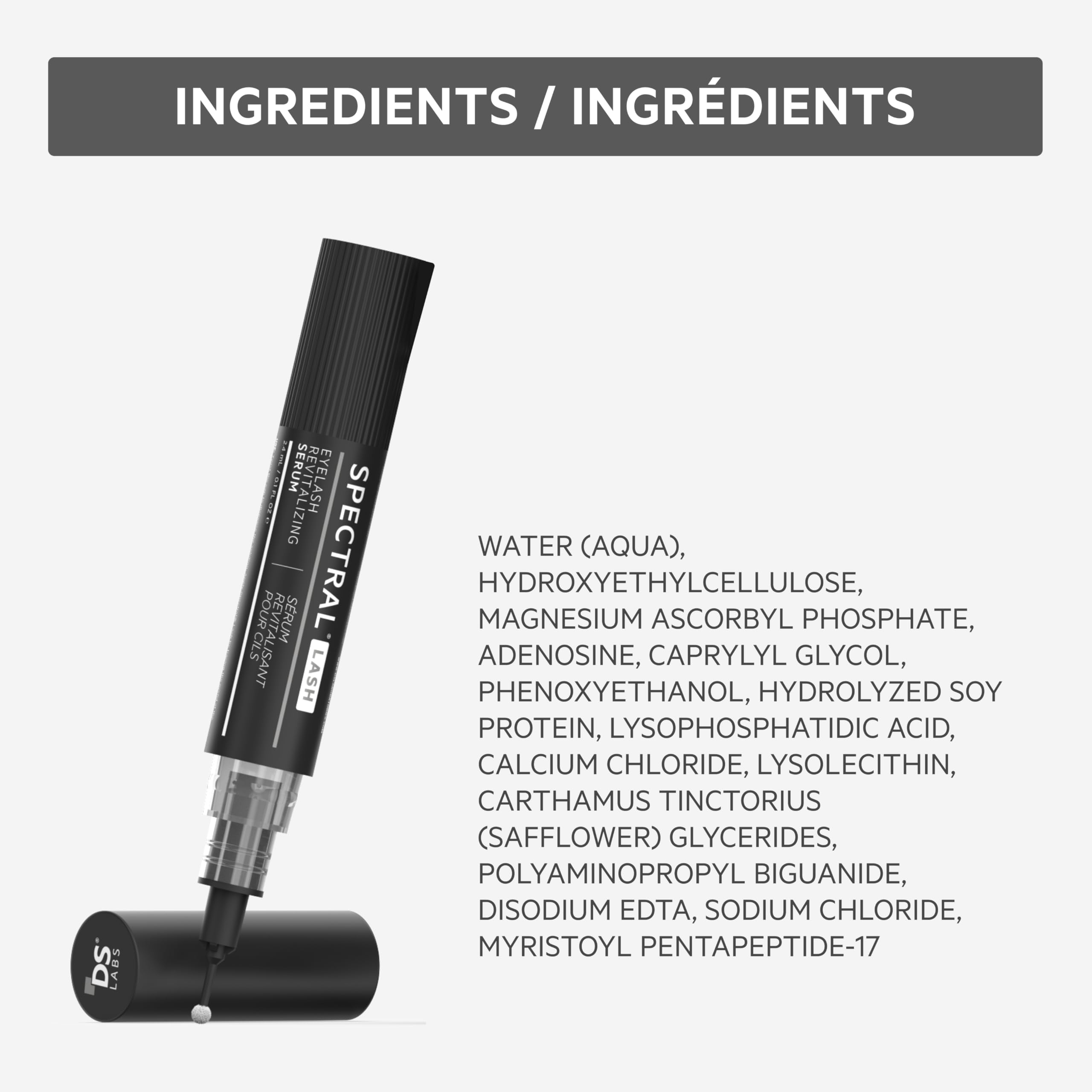 DS Labs Spectral.LASH lifestyle-mirror shot suggesting confident daily lash care