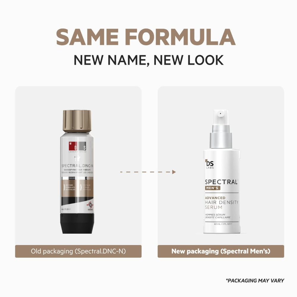 Spectral Men’s Serum dispenser showing easy, fast-absorbing scalp treatment.
