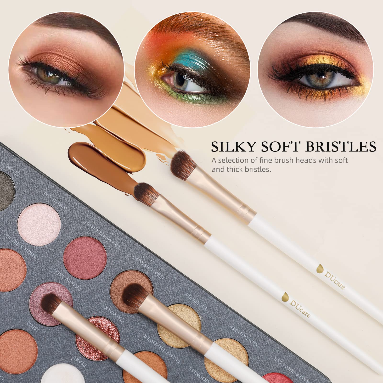 DUcare eyebrow and blending brushes enhance precision for defined eyes and seamless blends.