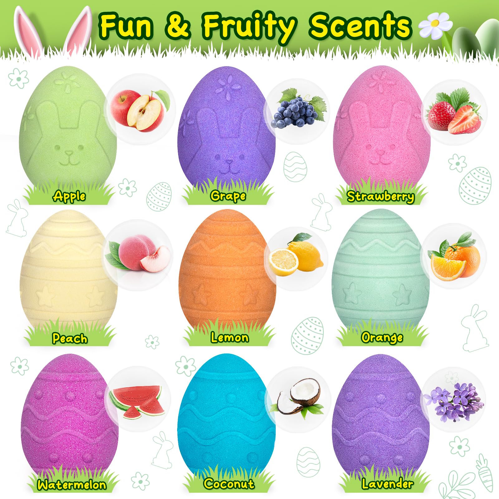 Duchong Easter bath bombs color water and generate rich bubbles for a playful soak.