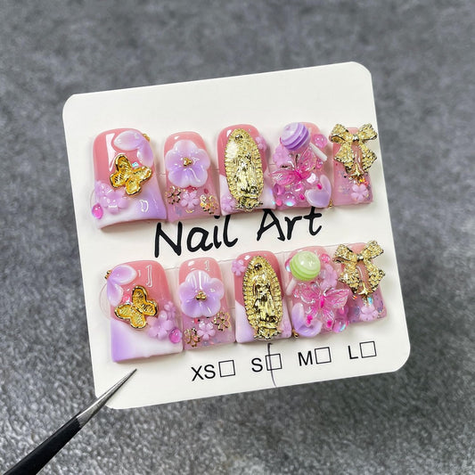 Duck Handmade 3D flower design nails add unique detail for special occasions