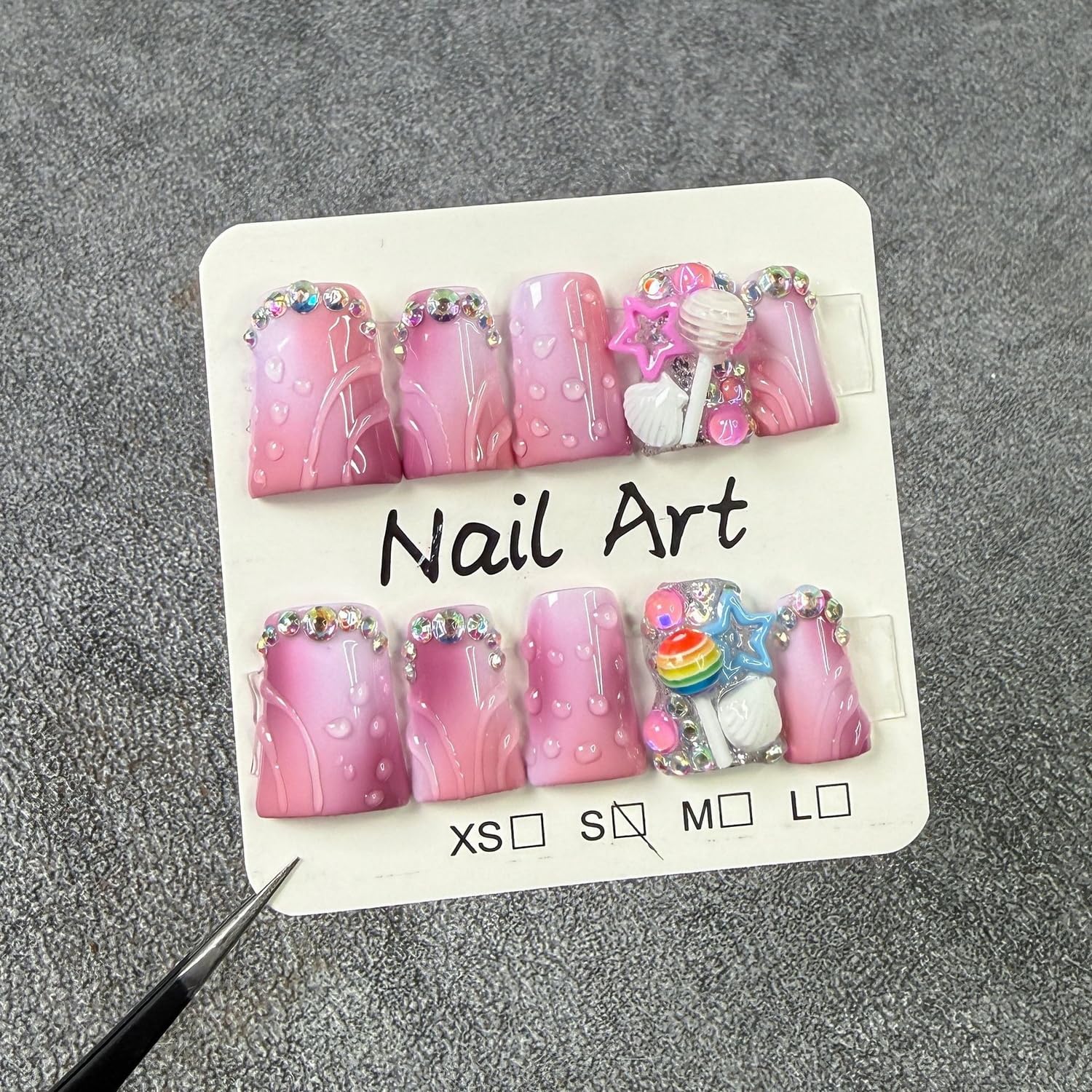 Duck Press on Nails showcasing luxury rhinestones for a glamorous look
