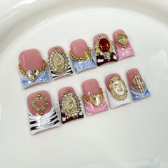 Duck Press on Nails thick acrylic and layered gel provide durable wear.
