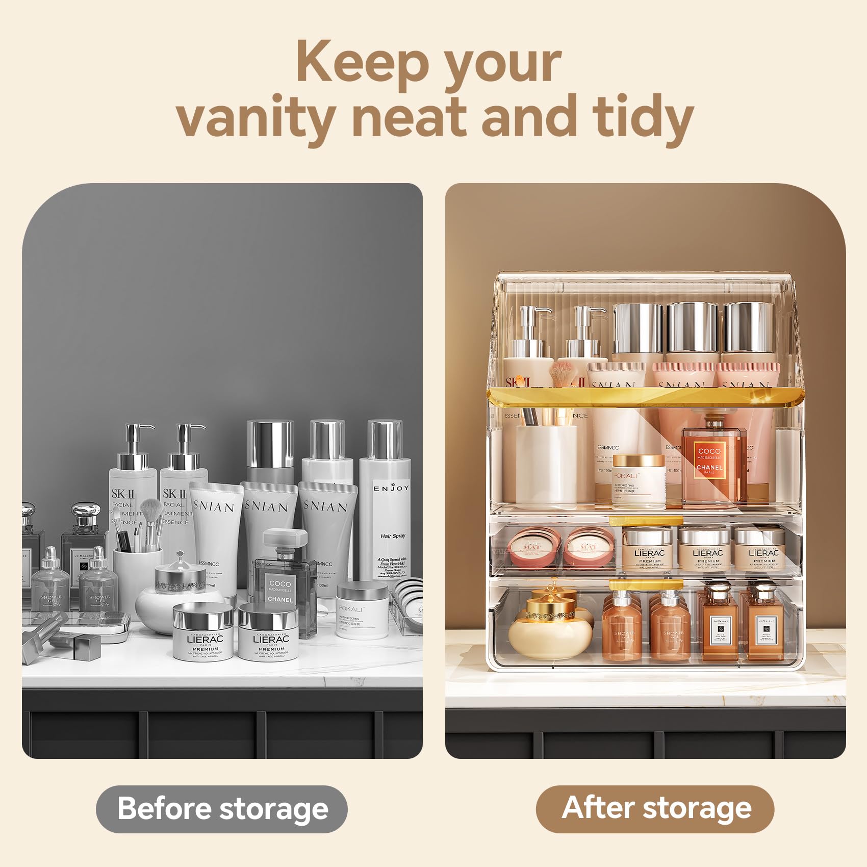 Ducoak bathroom countertop storage keeps surfaces neat and organized.