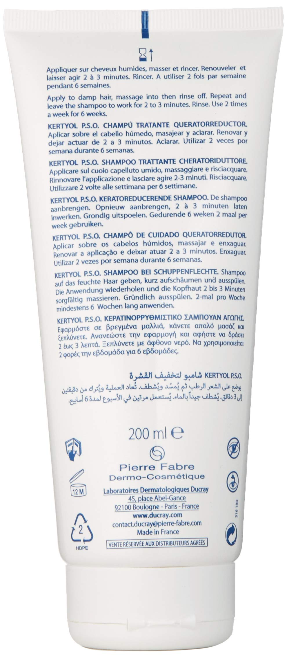 Ducray Kertyol P.S.O. shampoo rinse imagery, clean scalp touch