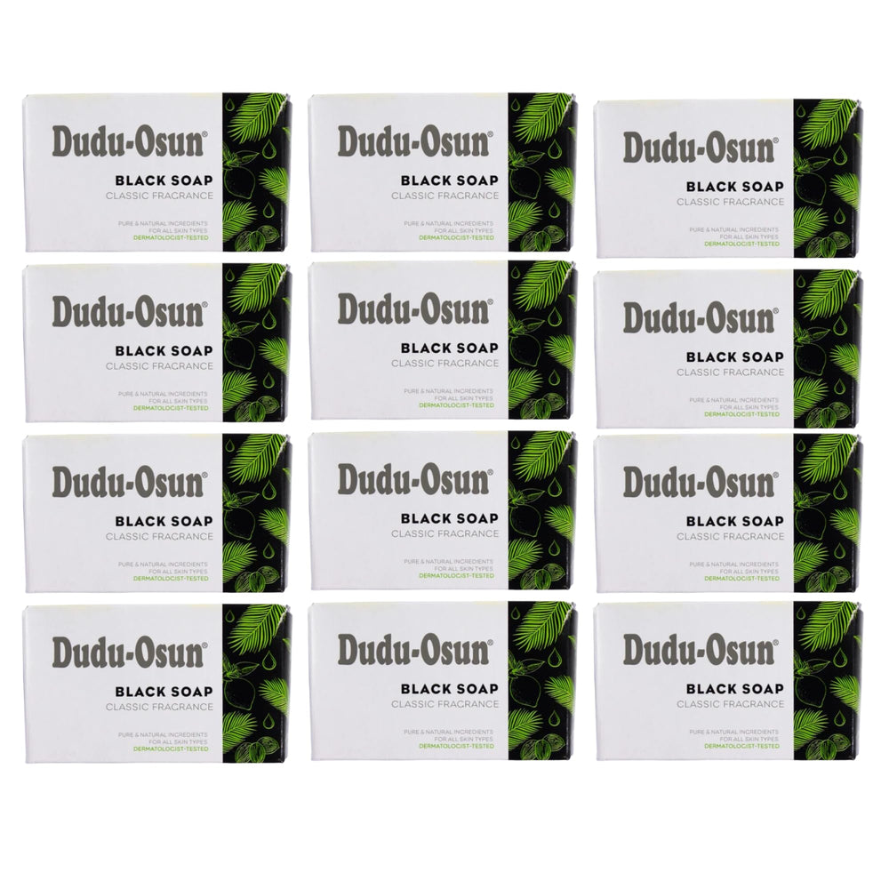 Dudu-Osun Black Soap Classic fragrance 12-pack for gentle daily cleansing.