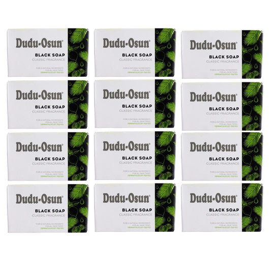 Dudu-Osun Black Soap Classic fragrance 12-pack for gentle daily cleansing.