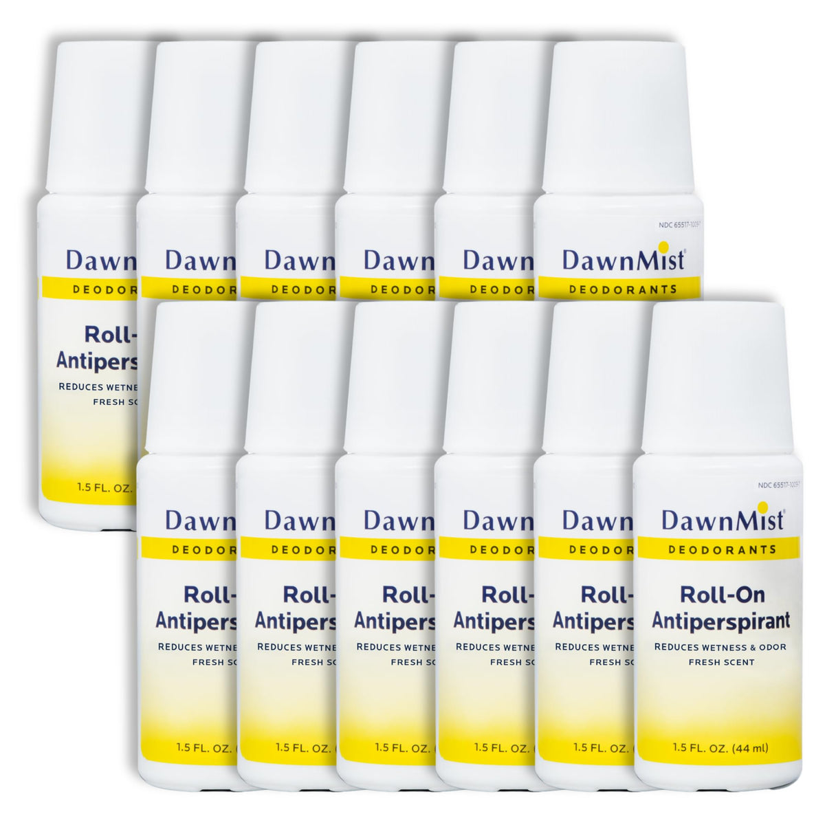 DawnMist Dukal RD15 roll-on bottle with fresh scent for all day odor protection.