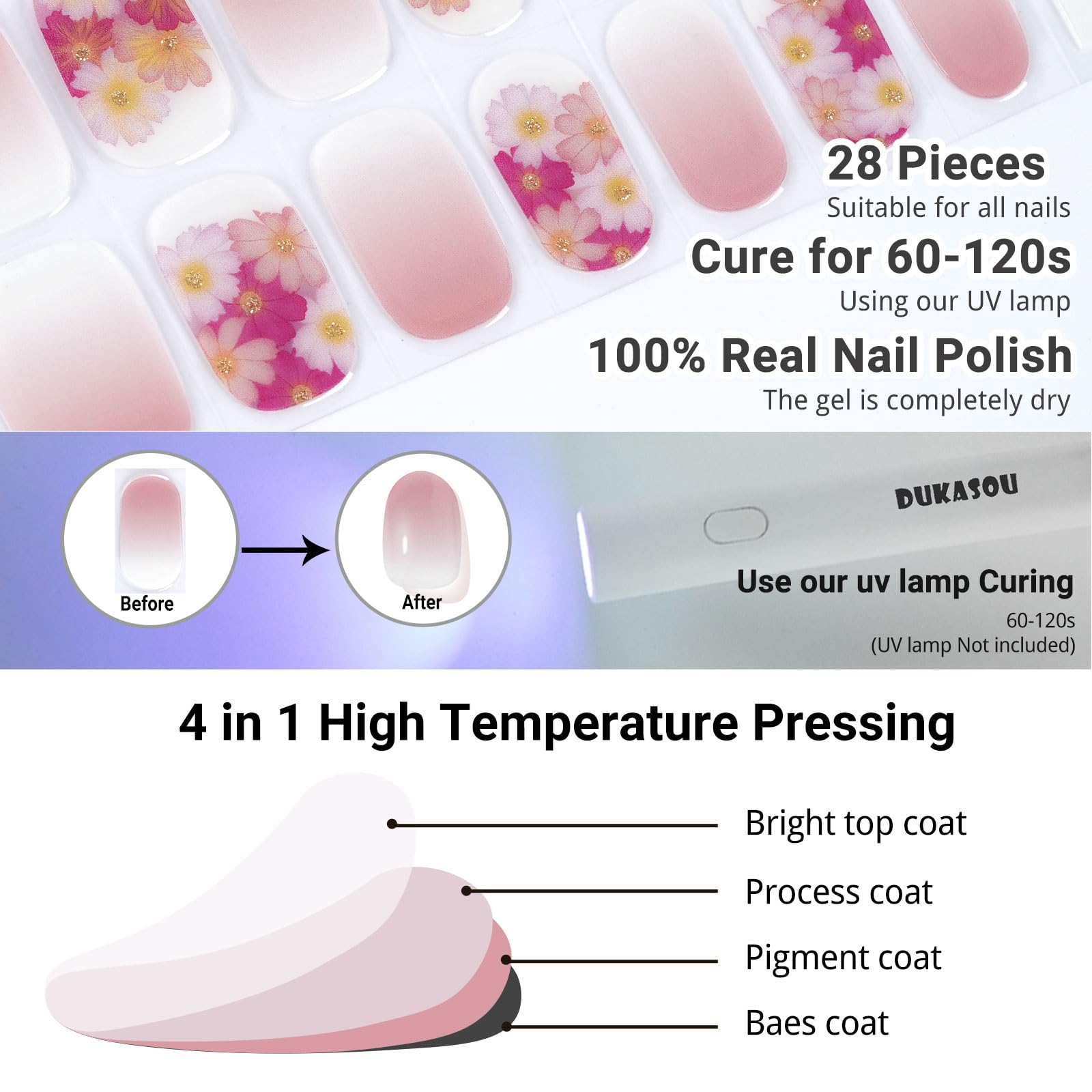 DUKASOU prep pads and file ease surface cleansing and shaping for a smooth finish.