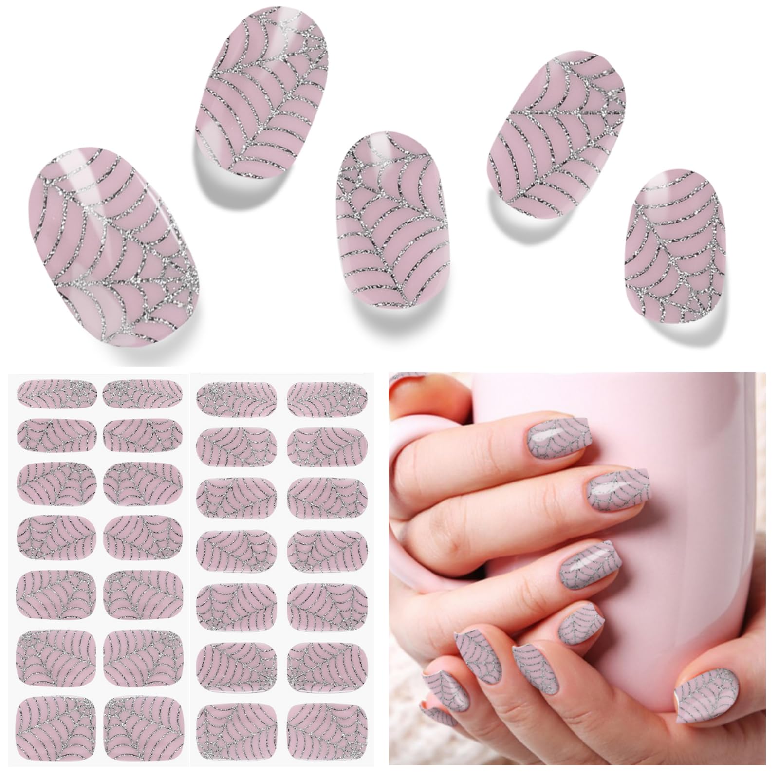DUKASOU semi-cured gel nail strips kit with 28 pieces for at-home nails