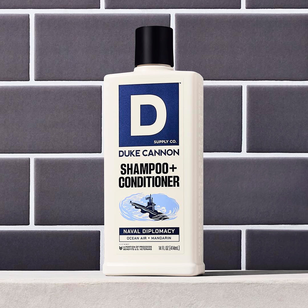 Duke Cannon 2-in-1 Hair Wash menthol cooling for a refreshing scalp feel