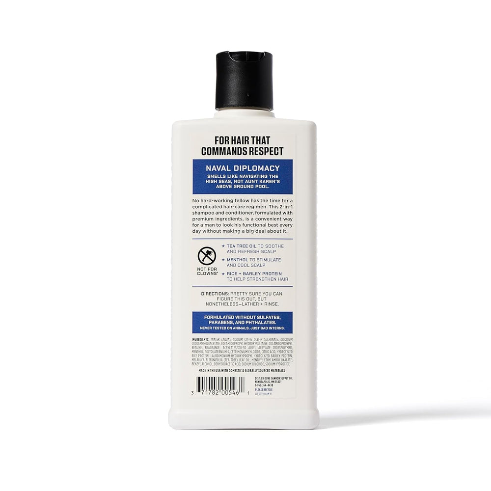 Duke Cannon 2-in-1 Hair Wash protein-rich formula supports hair strength