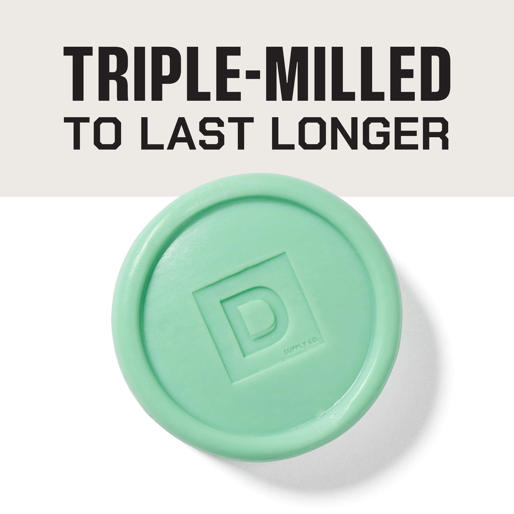 Exfoliating soap puck polishes skin without harshness.