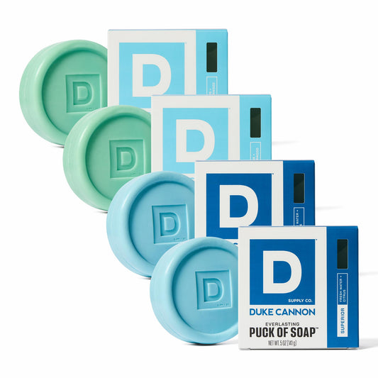 Duke Cannon Midway scent soap puck for daily refreshing cleanse.