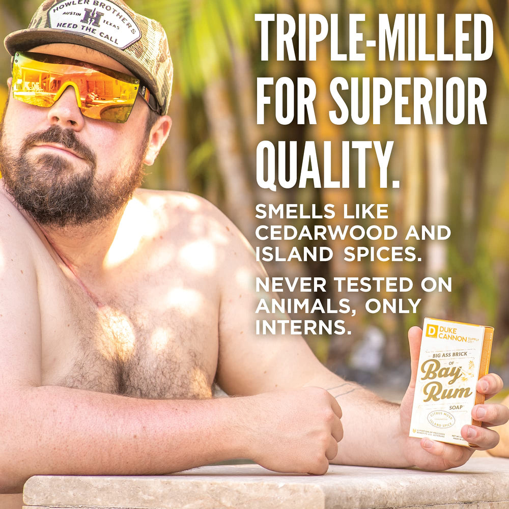 Sunny citrus, cedarwood, and island spices scent profile for Bay Rum bundle