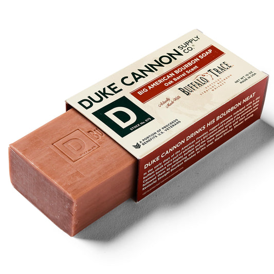 Duke Cannon Big American Bourbon soap bar bourbon pour showcases premium infusion for refreshing cleanse.