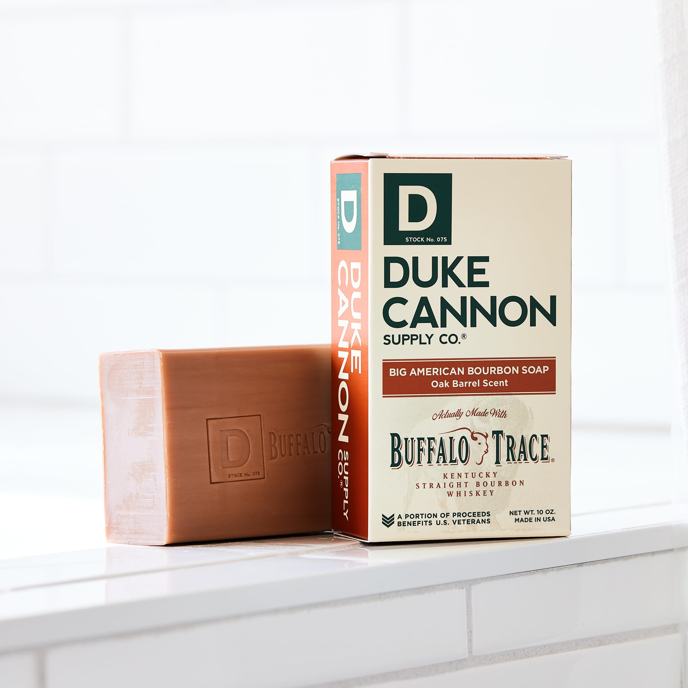 Duke Cannon Big American Bourbon soap bar foamy lather feels thorough and refreshing.